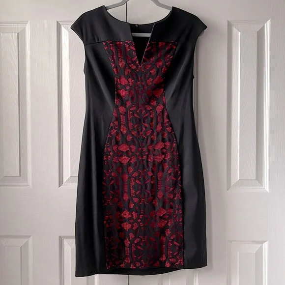 chinese dress ladies Connected Apparel Scuba Crepe 3D Sleeve Sheath Dress